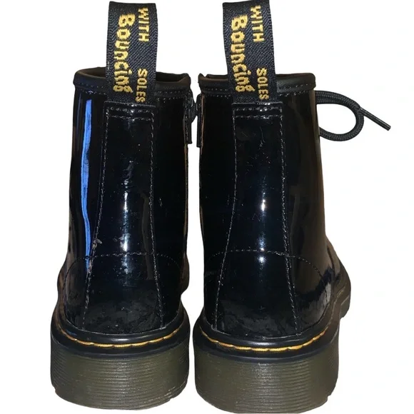 Dr. Martens 1460 J Black Patent Leather Boots Size 2 US Youth - Picture 3 of 7